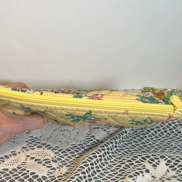 Vera Bradley Yellow HOPE Pink Ribbons Lined Cosmetic Makeup Bag 9"x5"x3" - FP - Picture 7 of 9